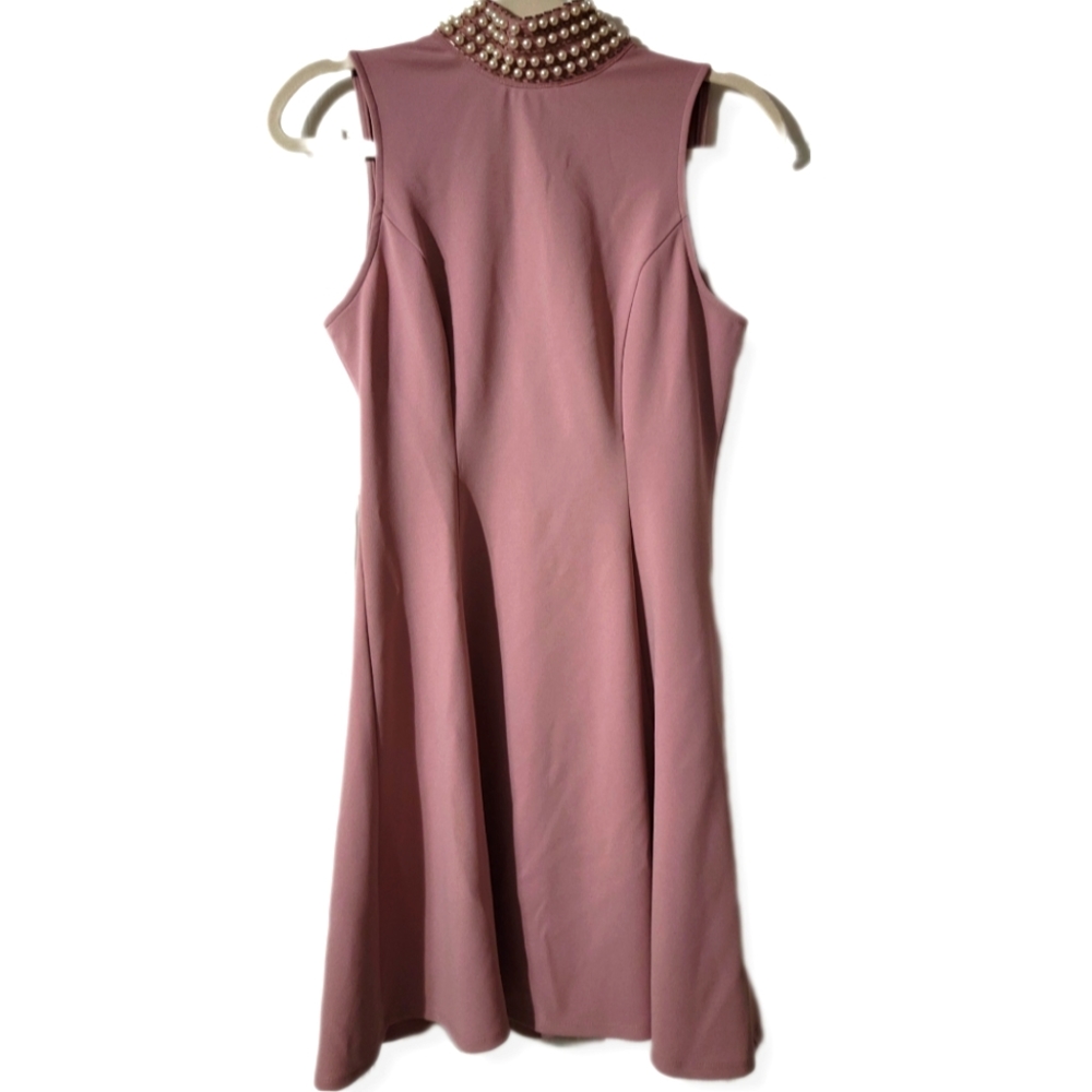 Bebop Mauve Pearl Beaded Neckline Sleevless Medium Mini Dress